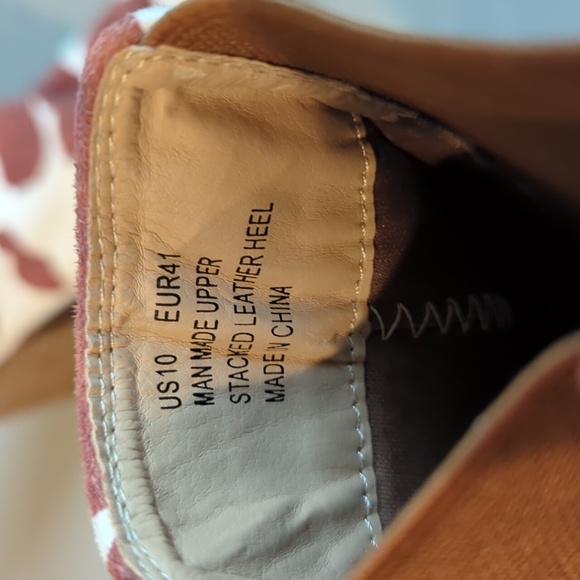 Barn Babe Cow Print Ankle Boots Brown White Block Heel size 10 - Picture 10 of 10